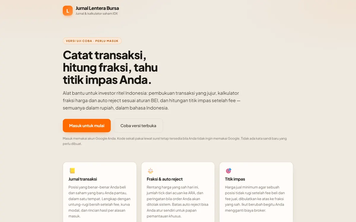 Landing page of Jurnal Lentera Bursa