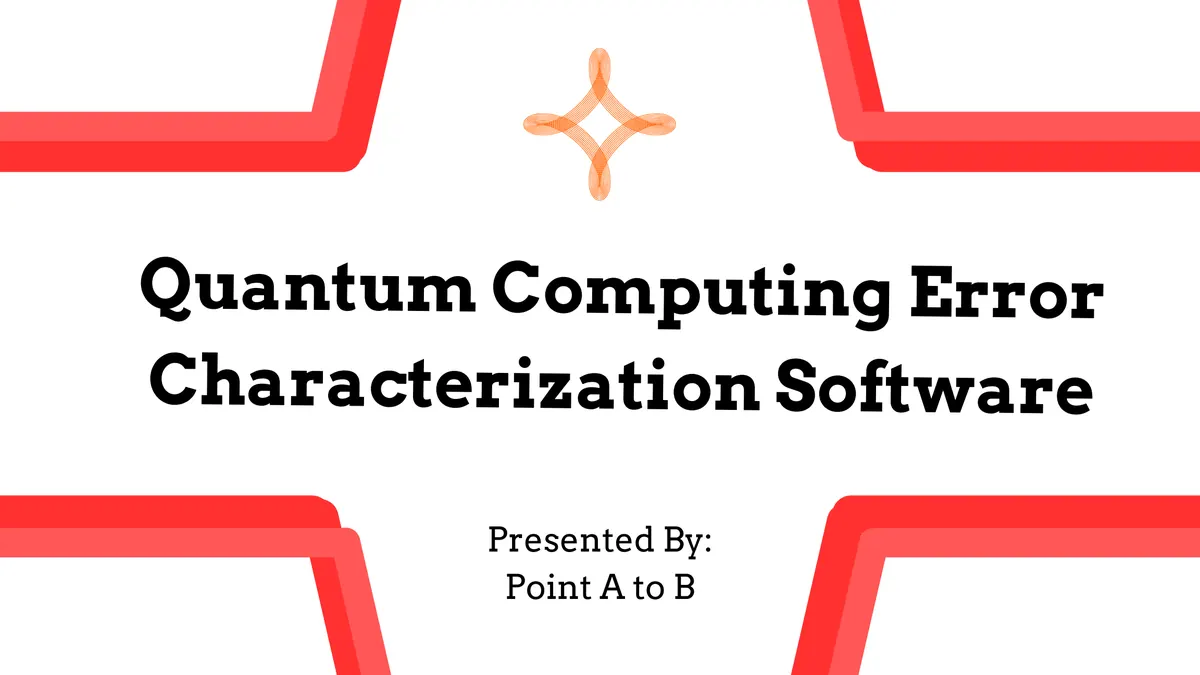Title slide of the deck: Quantum Computing Error Characterization Software, presented by Point A to B